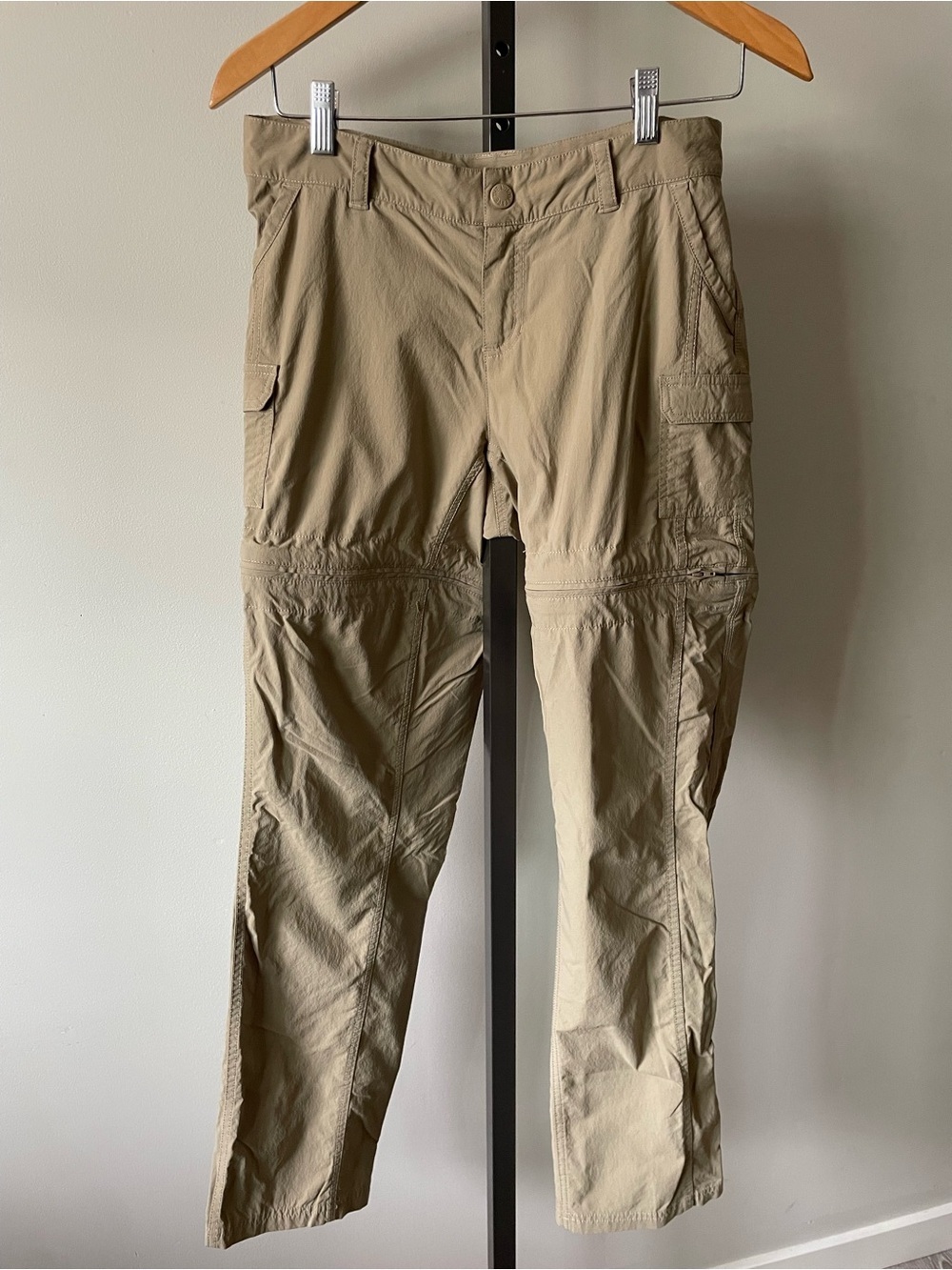 The North Face Zip Off Convertible Trail Pants Cargo Khaki Beige Hiking Outdoor